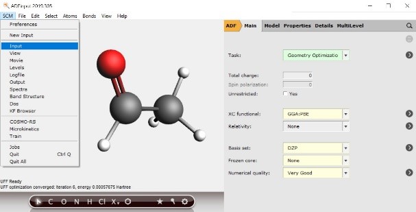 Moleküle im Programm ADF